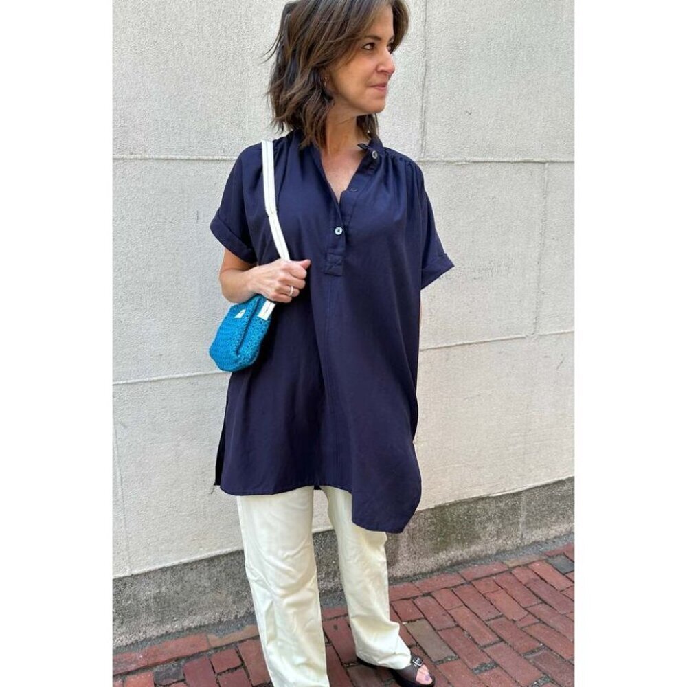 Bellerose Pomme Dress Navy Tunic Shirt Dress Capsule Wardrobe Size 2 or Medium
